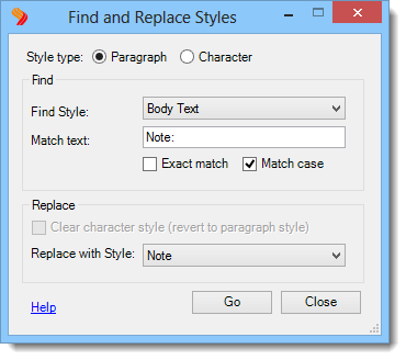 Find and Replace Styles Plug-in Screenshot